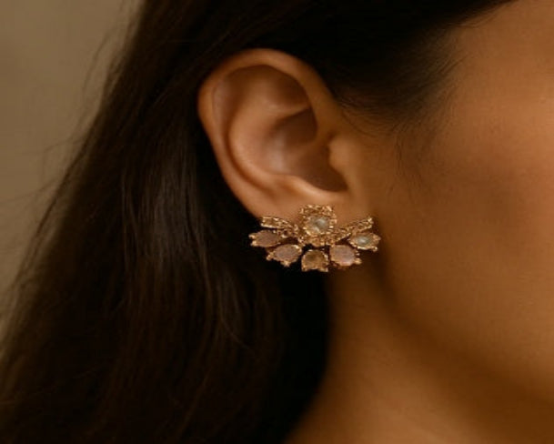 Golden Multicolor Stone Earrings