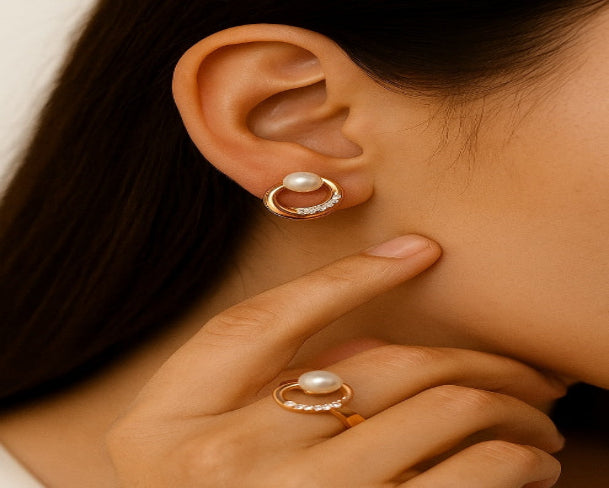 Sparkling Single Pearl Earring