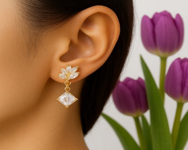 Crystal Petals Drop earring