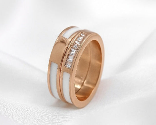 Solitaire Layered Harmony Ring