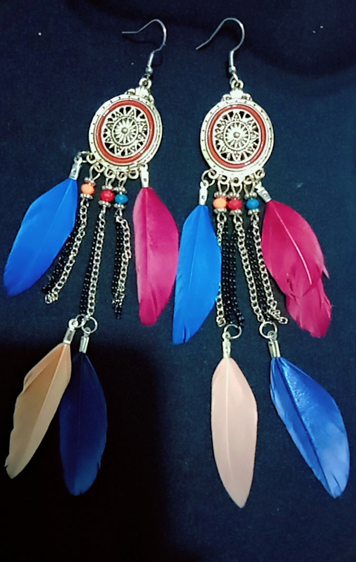 Multicolor Feather with Long Tassel for Stylish Women