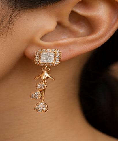 Golden American Diamond Embellished Danglers