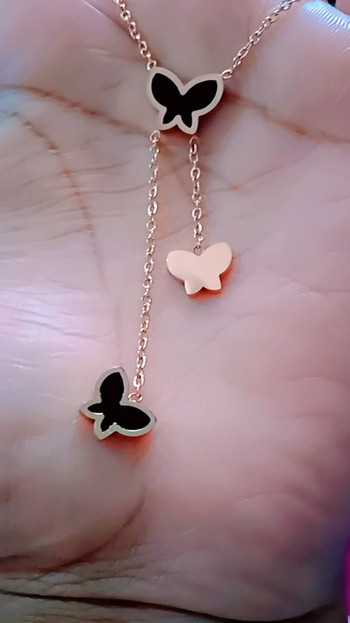 Three Butterfly Stylish Pendant with Single Chain