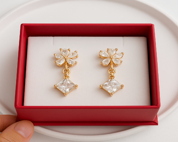 Crystal Petals Drop earring