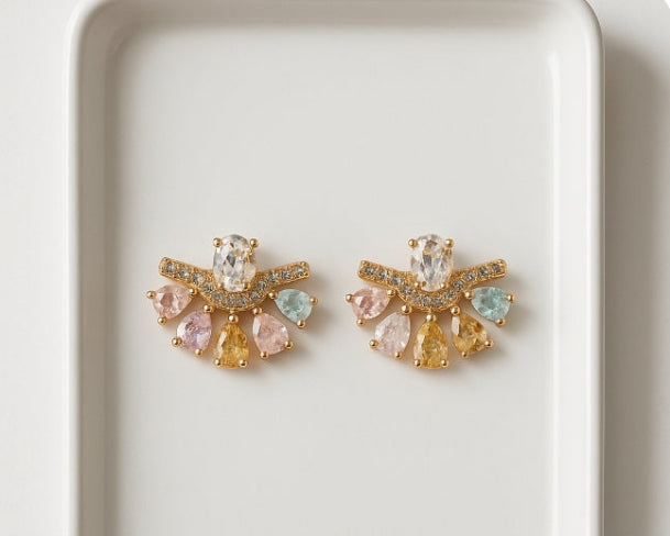 Golden Multicolor Stone Earrings