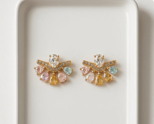 Golden Multicolor Stone Earrings