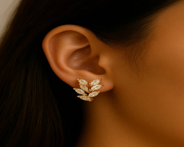 Stunning Crystal Leaf Earring