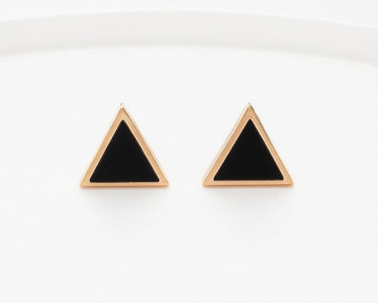 Black Color Triangle Shaped Golden Framed Studs