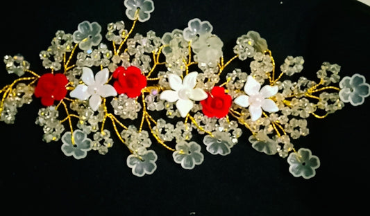 White and Red flower hair accessory