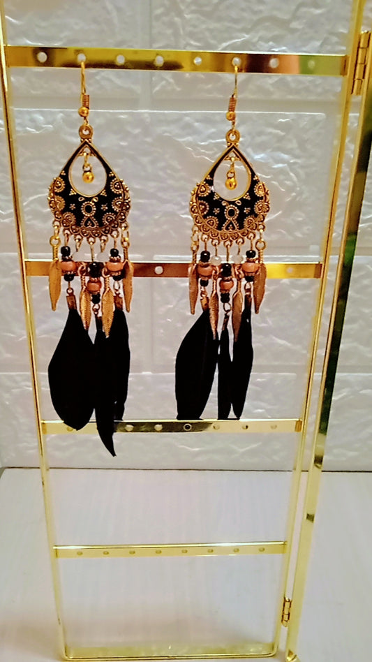 Stylish Black Feather Tassel Earrings for Women & Girls